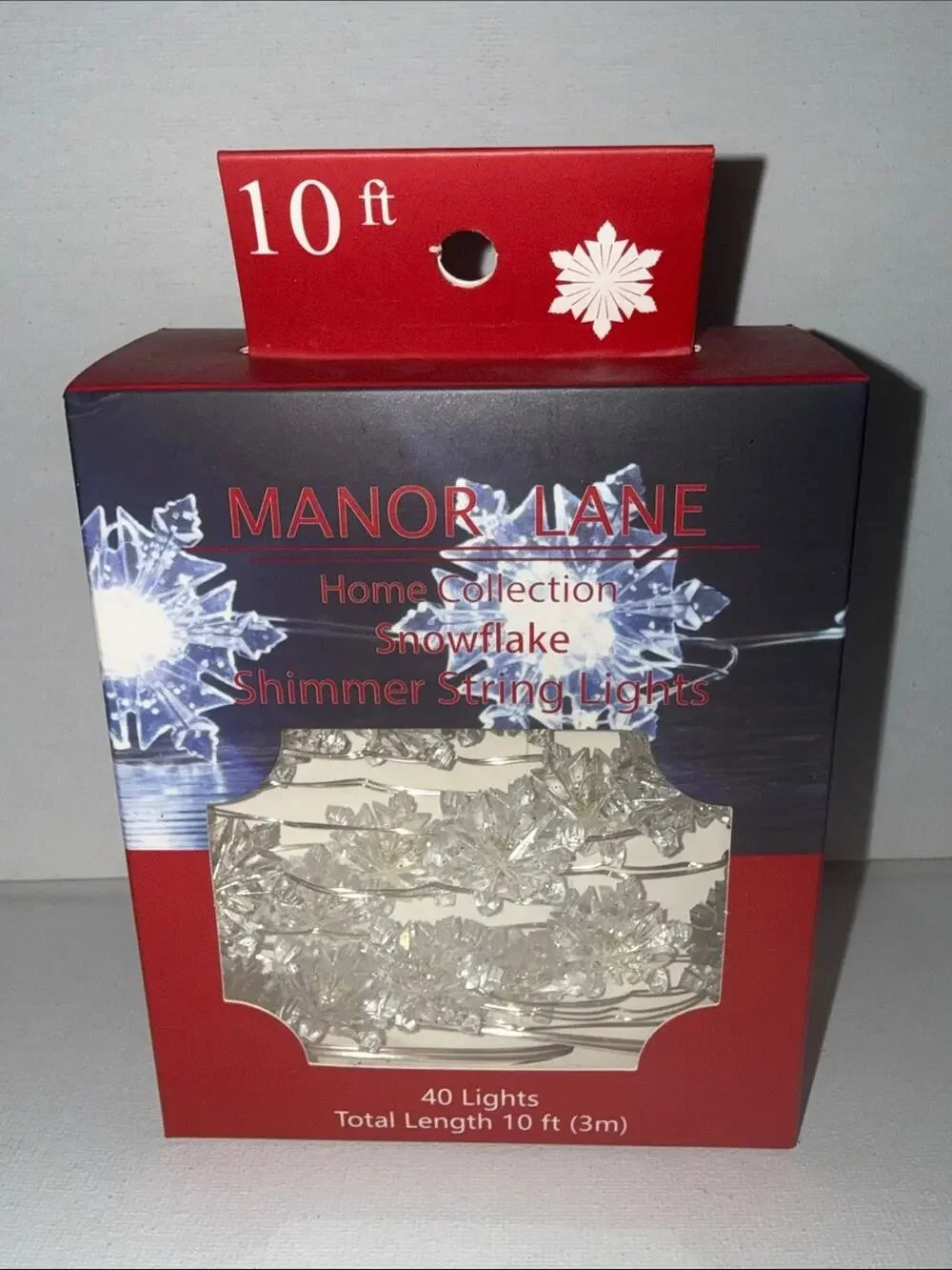 Snowflake Shimmer String Lights - Clear/White (10 ft)